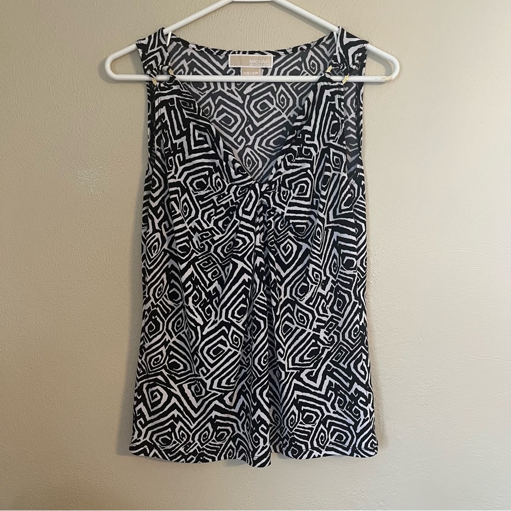 Michael Kors Black and White Patterned Tank Top